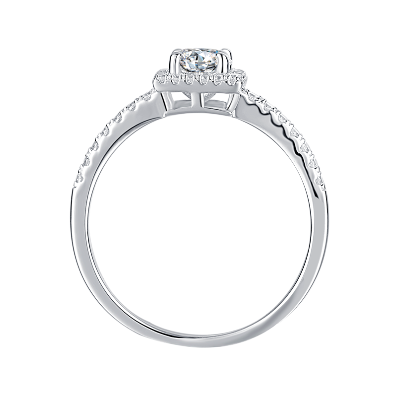 Square Halo Round Lab Diamond Engagement Ring