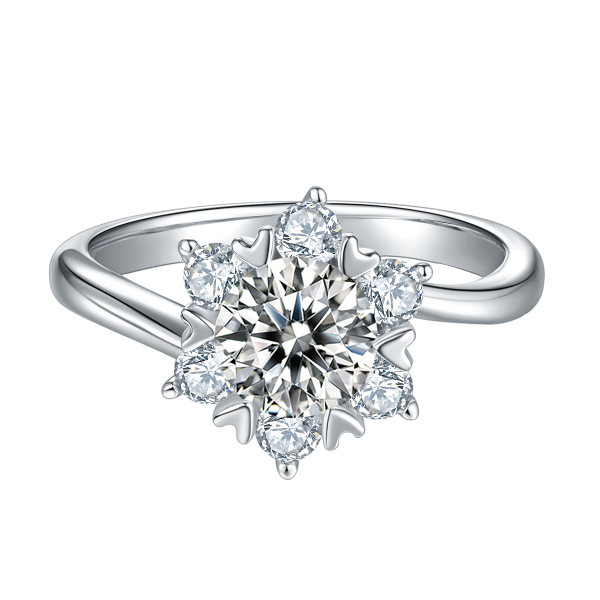 Star Flower Collection Round Lab-Grown Diamond Vintage Style Engagement Ring.