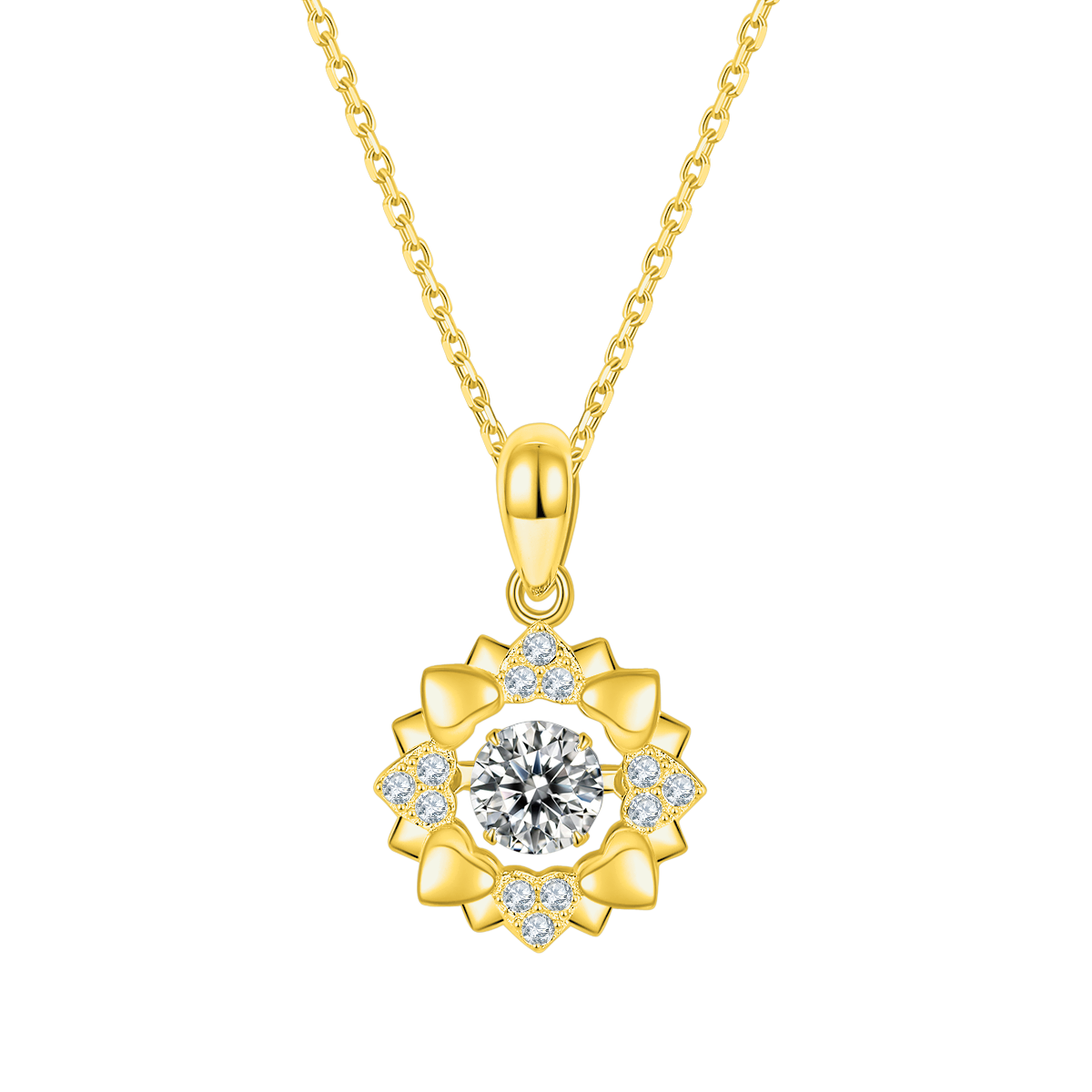 Sunflower Pendant Diamond Necklace