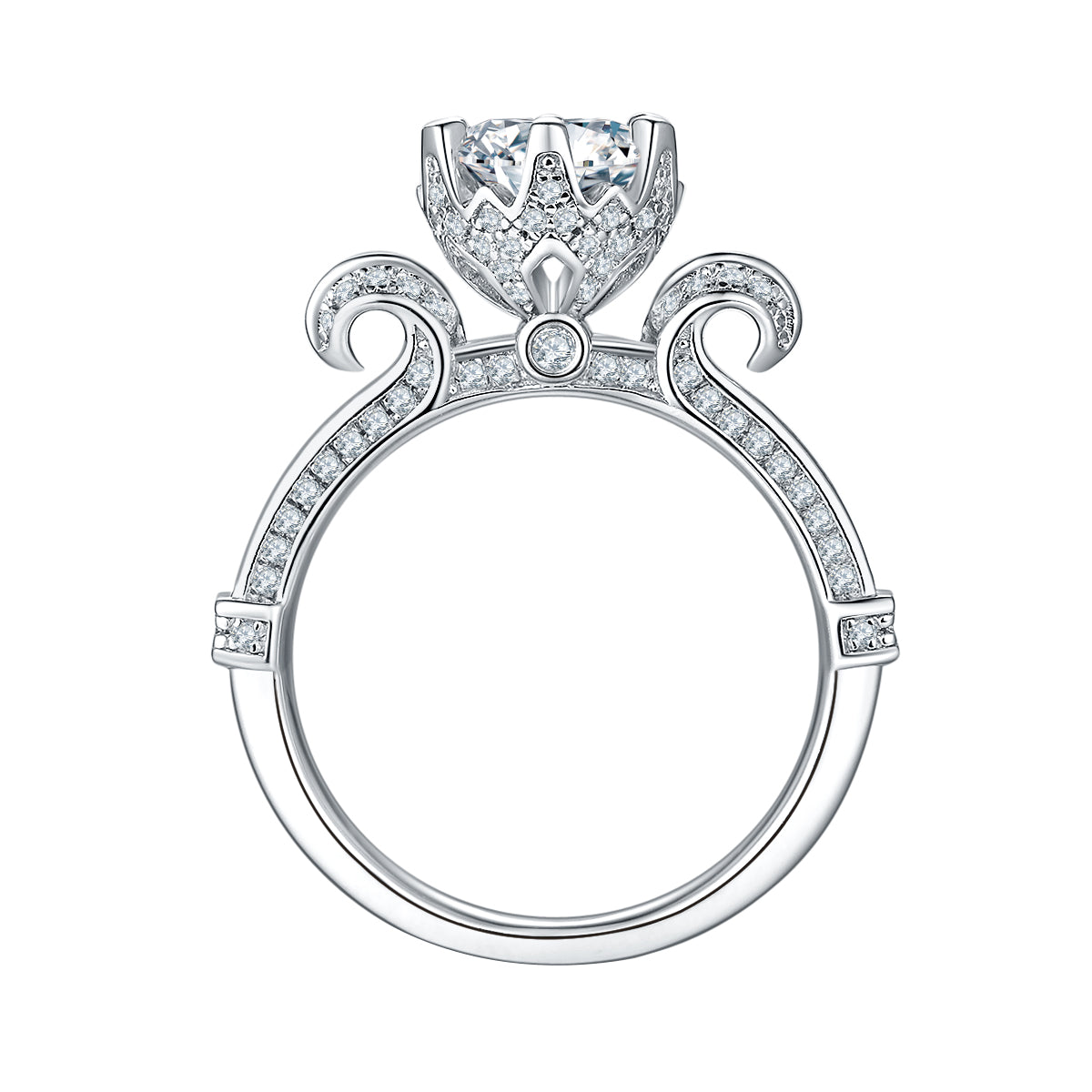 Swan Lake collection round lab-grown diamond vintage style engagement ring.