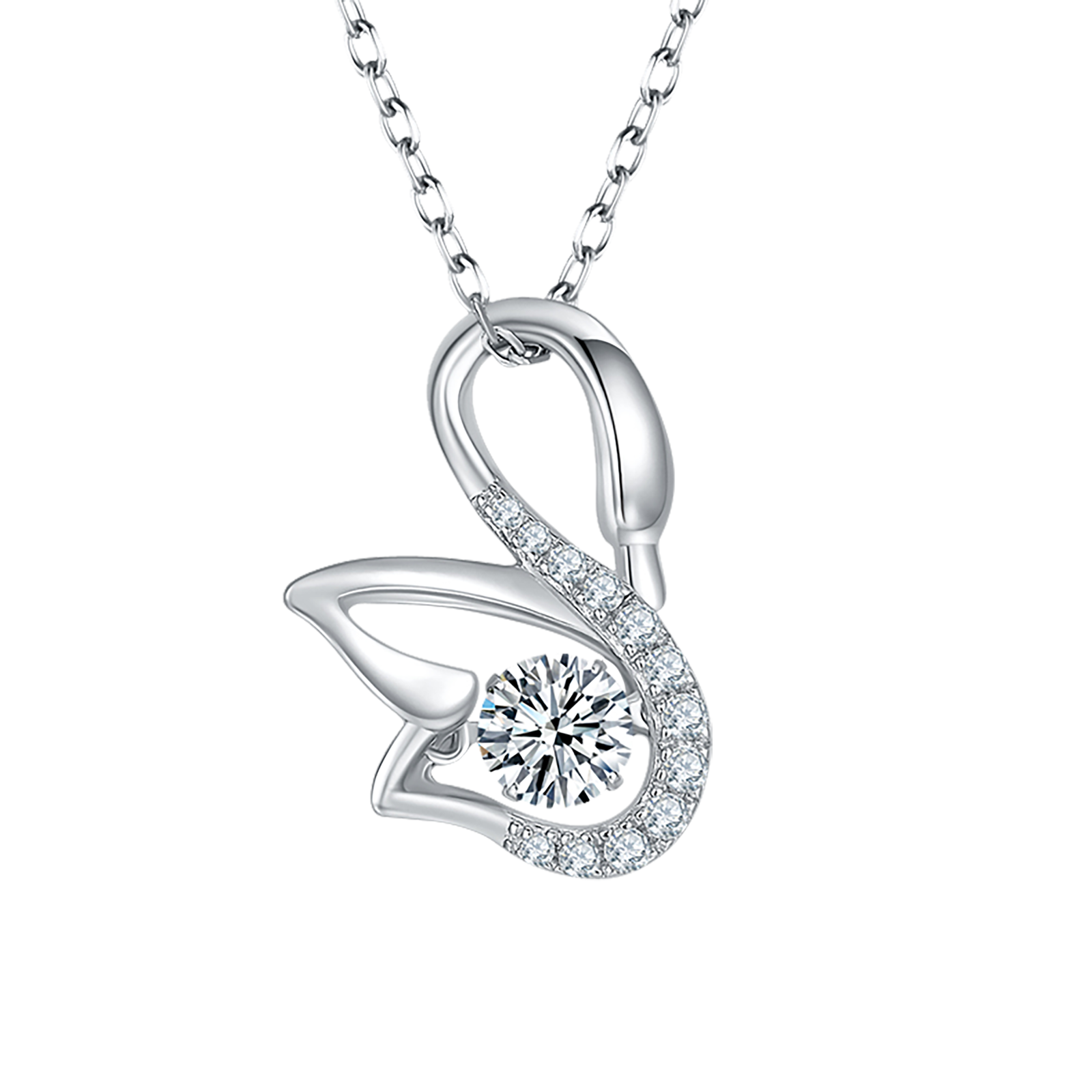 Swan Lab Grown Diamond 14K Gold Pendant Necklace