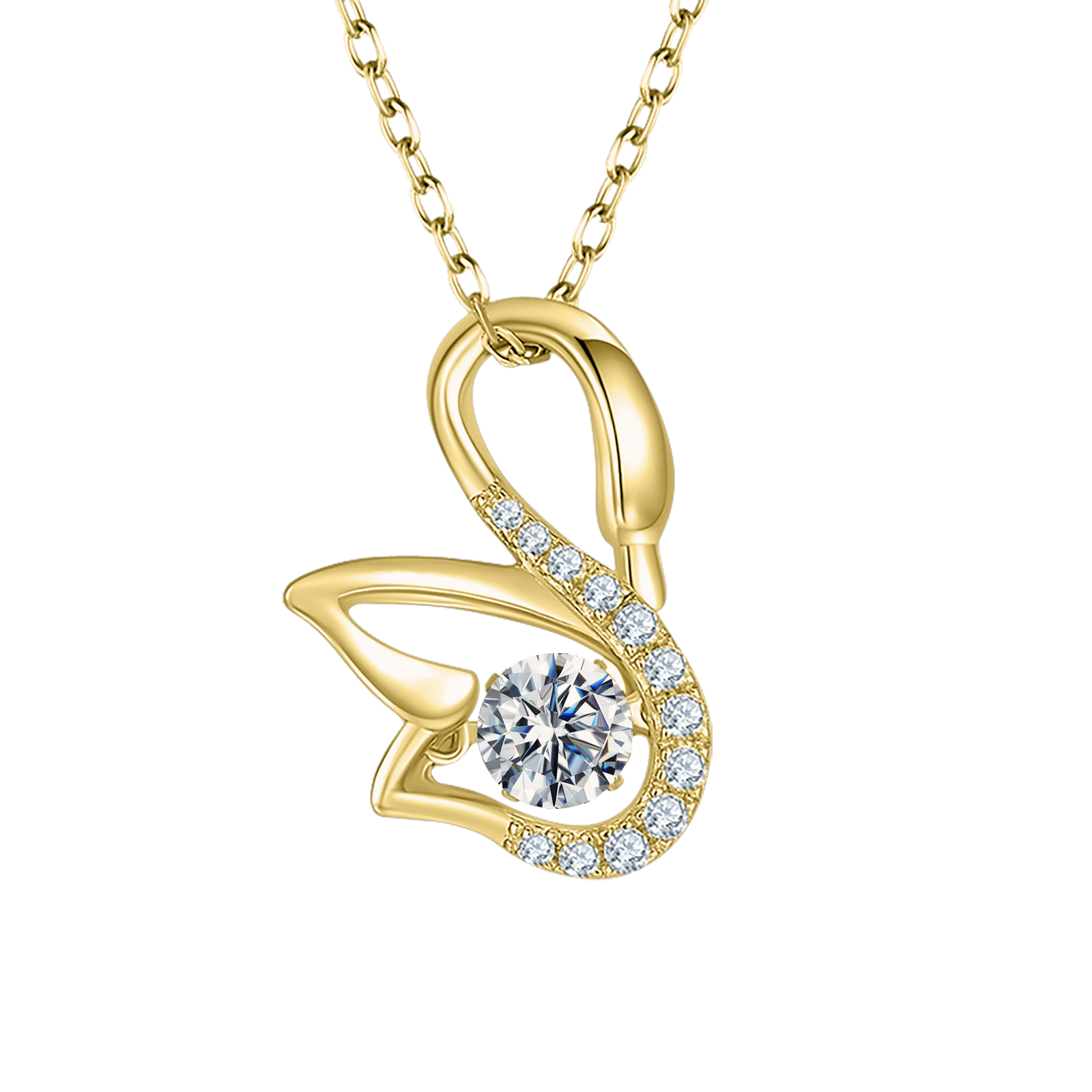 Swan Lab Grown Diamond 14K Gold Pendant Necklace