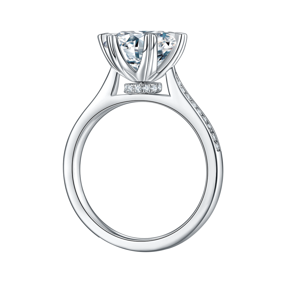 Time comes and turns series Round Lab-Grown Diamond Vintage Style Engagement Ring.