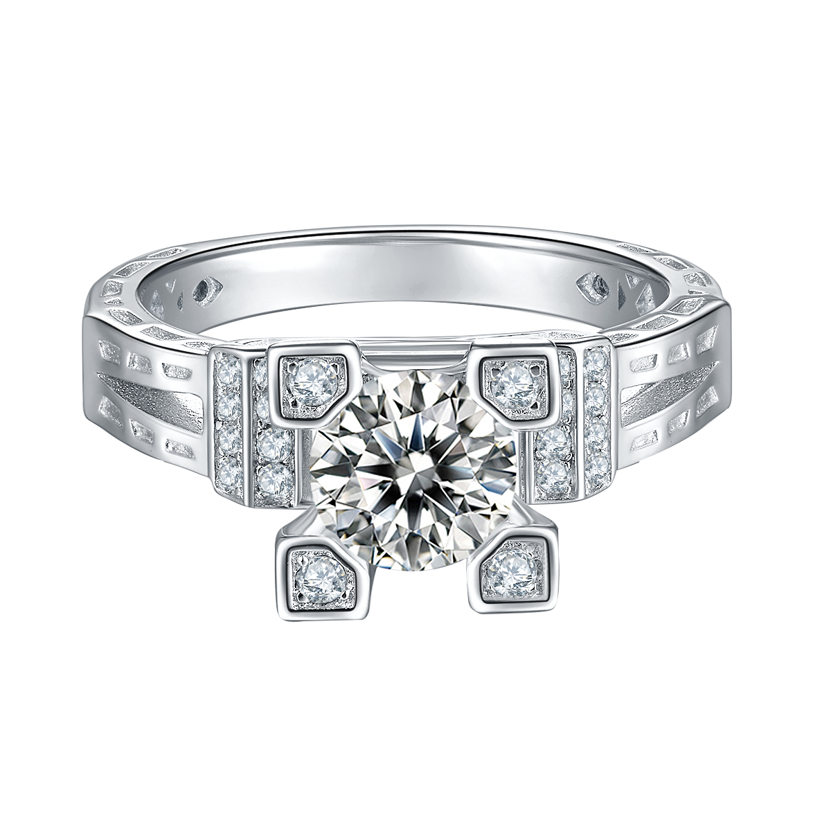 Tower Collection round lab grown diamond vintage style engagement ring.