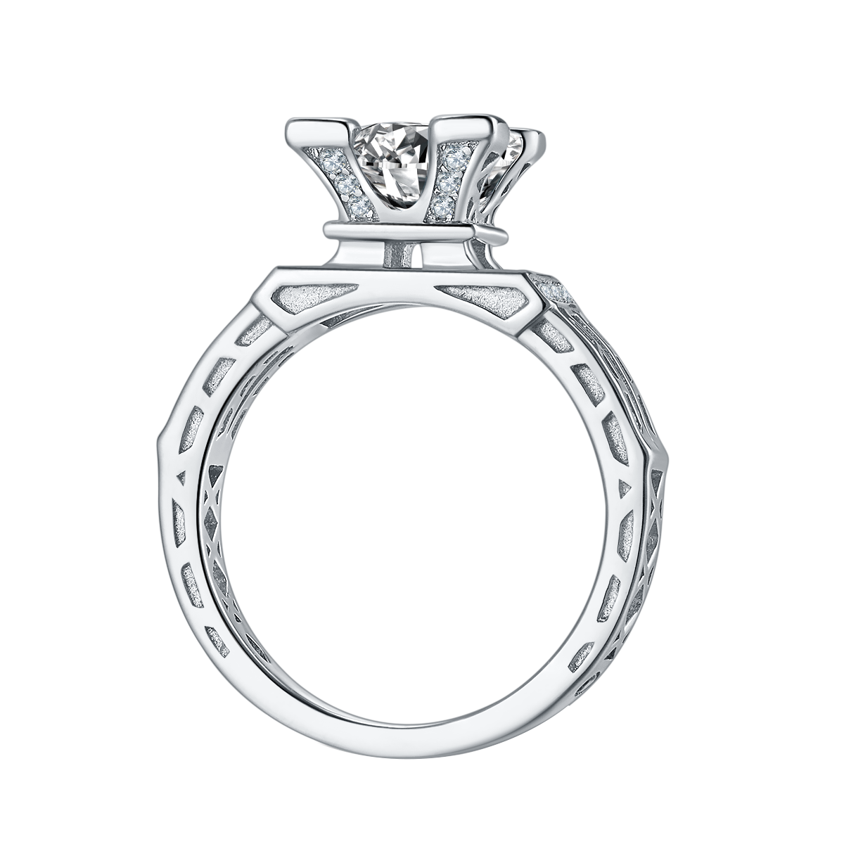 Tower Collection round lab grown diamond vintage style engagement ring.