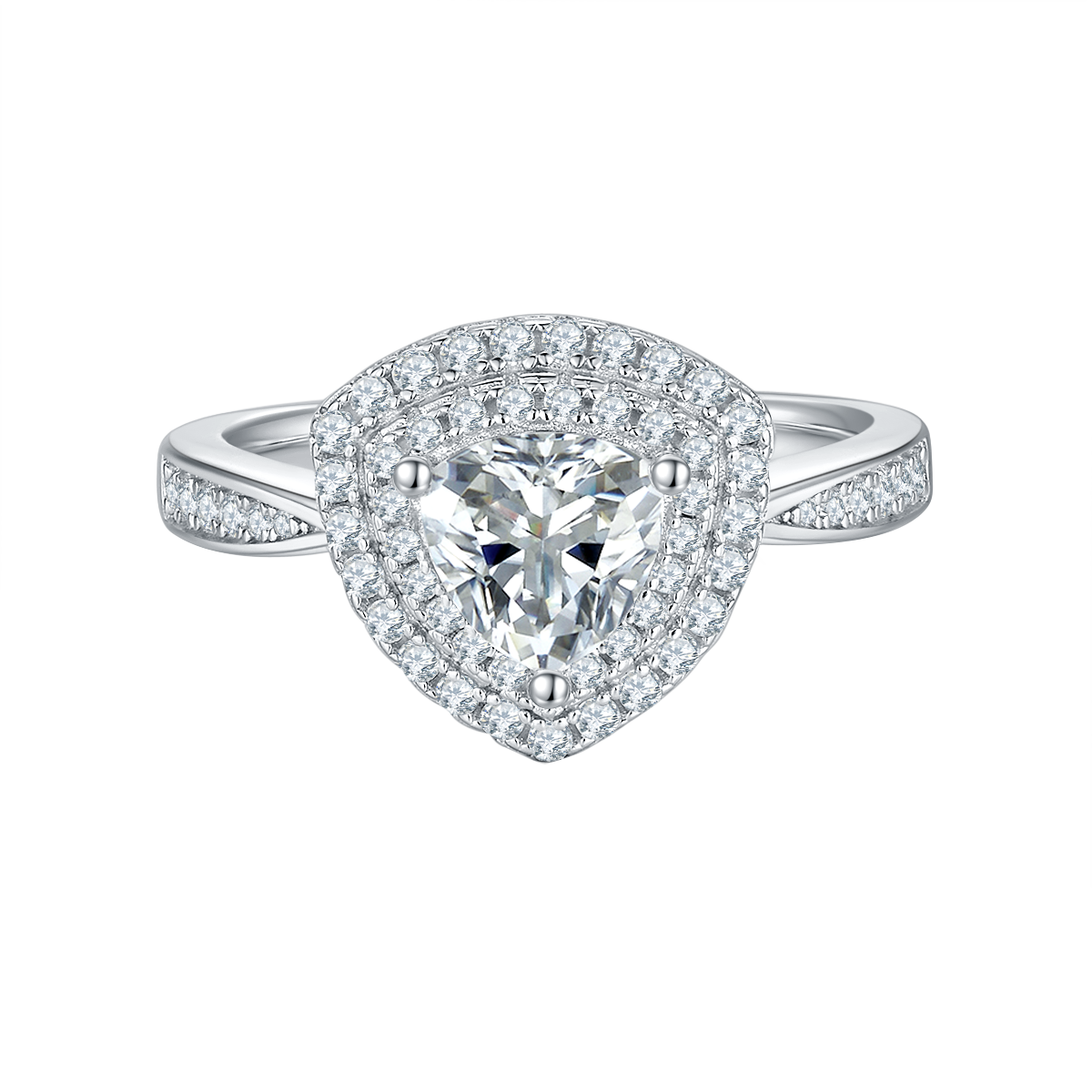 Triangle Shape Lab-Grown Diamond Double Halo Engagement Ring