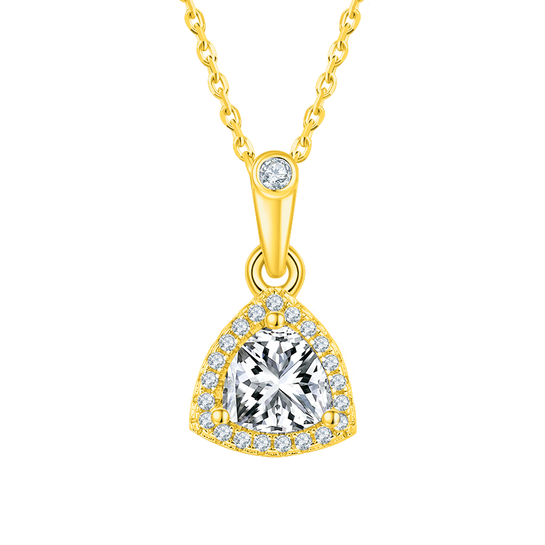 Triangle Shape Lab Grown Diamond Halo Necklace