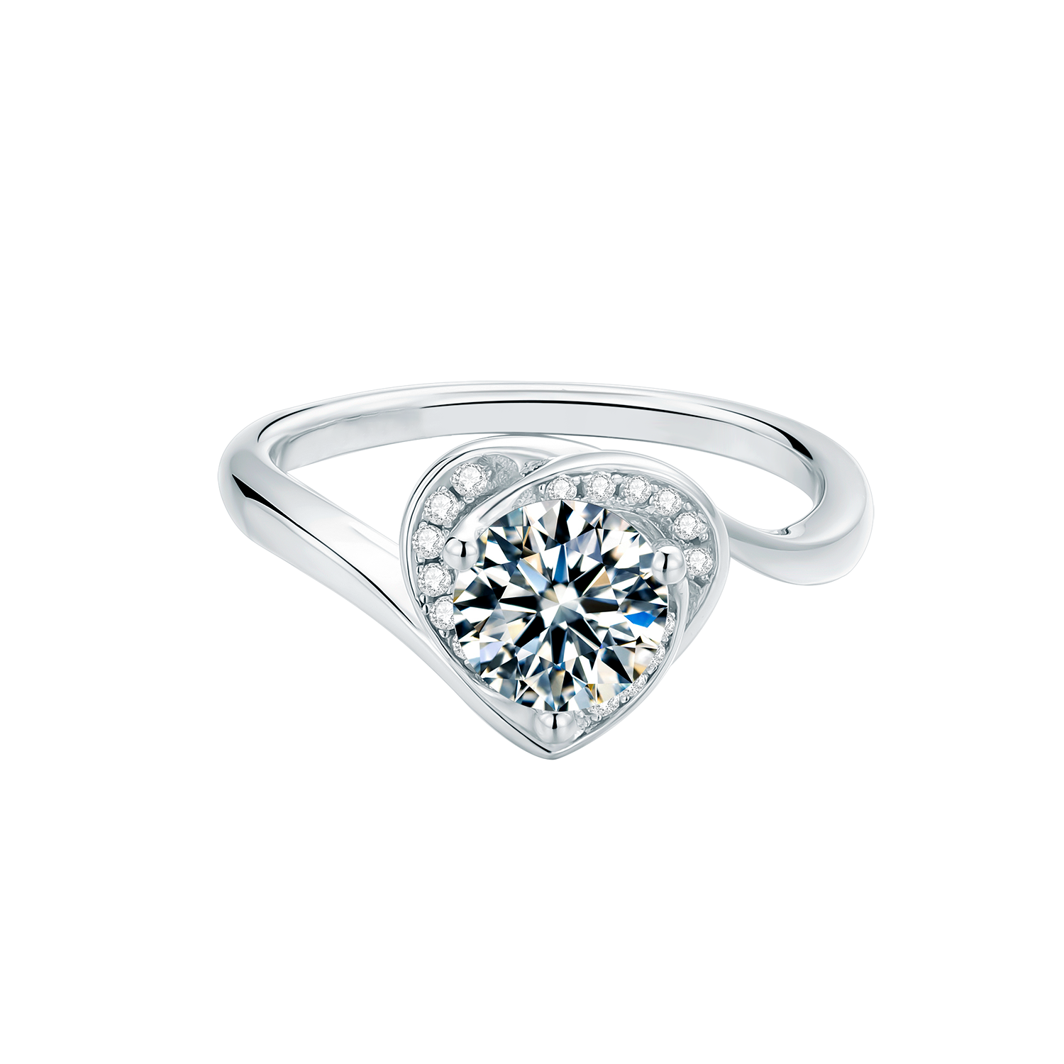 Twisted Side Stone Diamond Engagement Ring