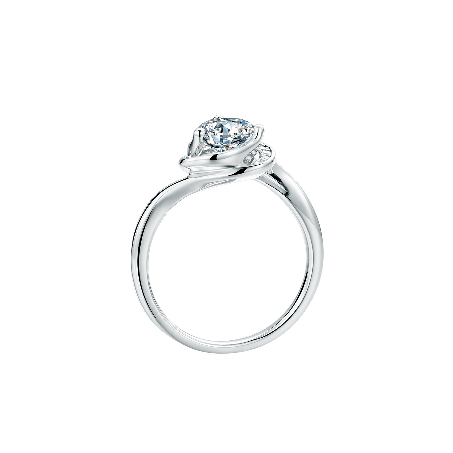 Twisted Side Stone Diamond Engagement Ring