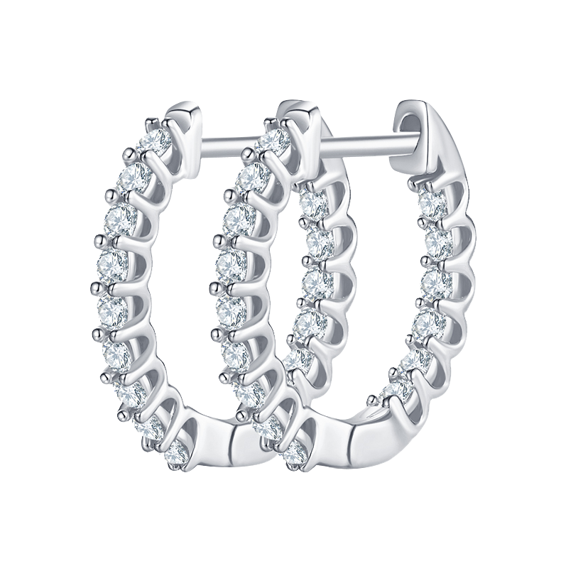 U-Prong Diamond Hoop Earrings