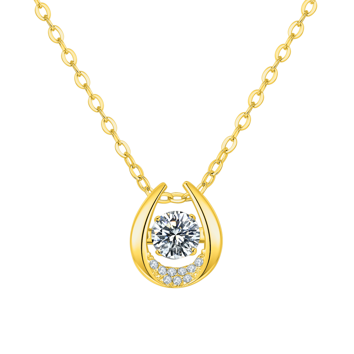 U-Shaped Horseshoe Diamond Pendant Necklace