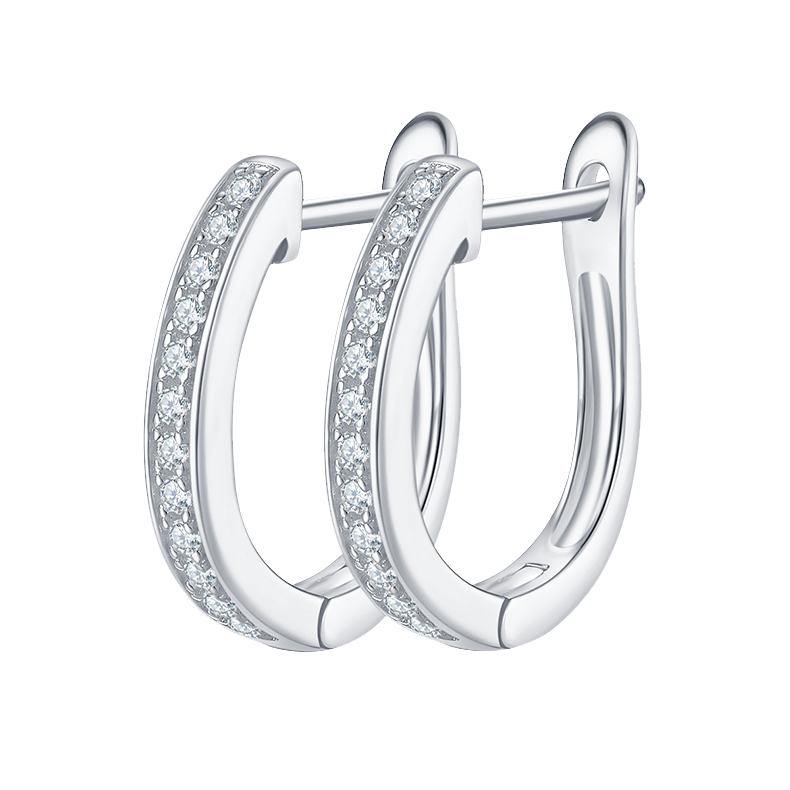 U-shaped diamond hoop earrings