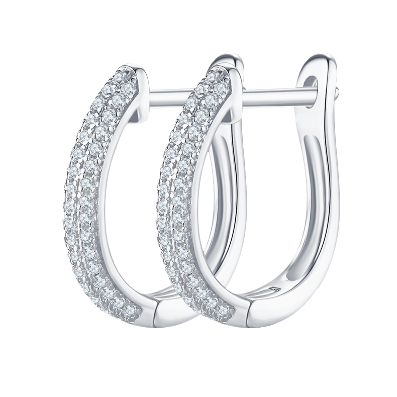 U-shaped diamond hoop earrings