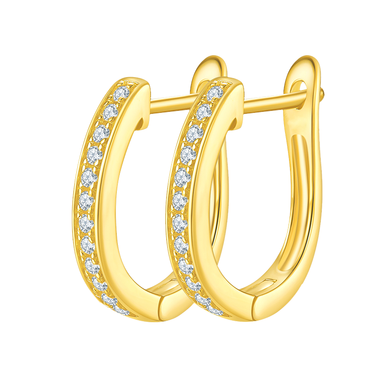 U-shaped diamond hoop earrings