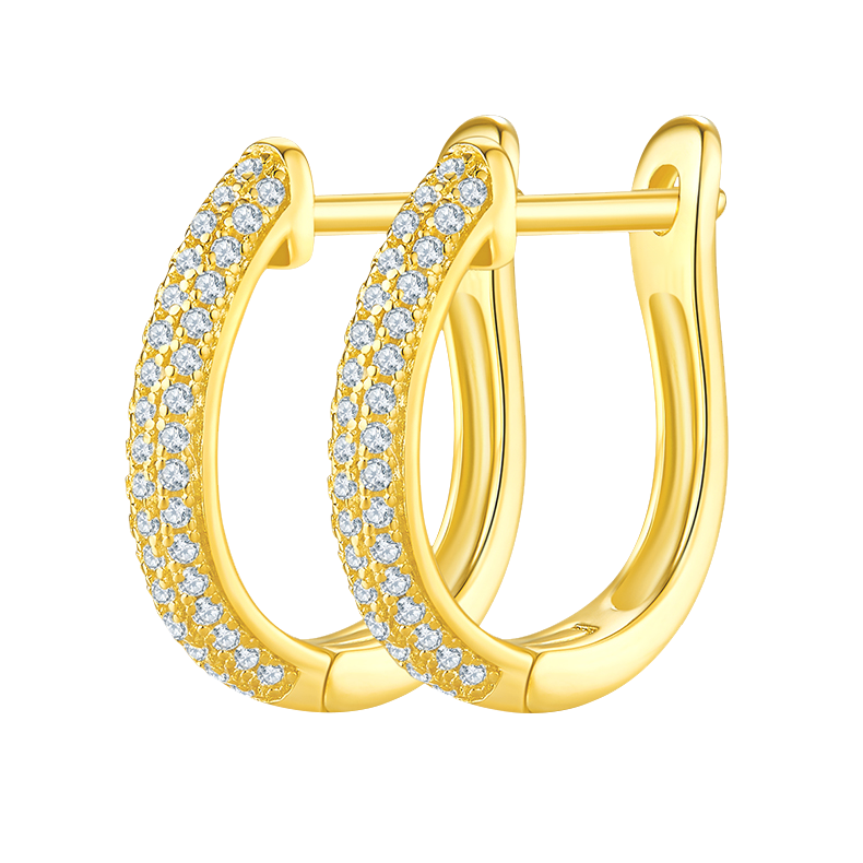 U-shaped diamond hoop earrings