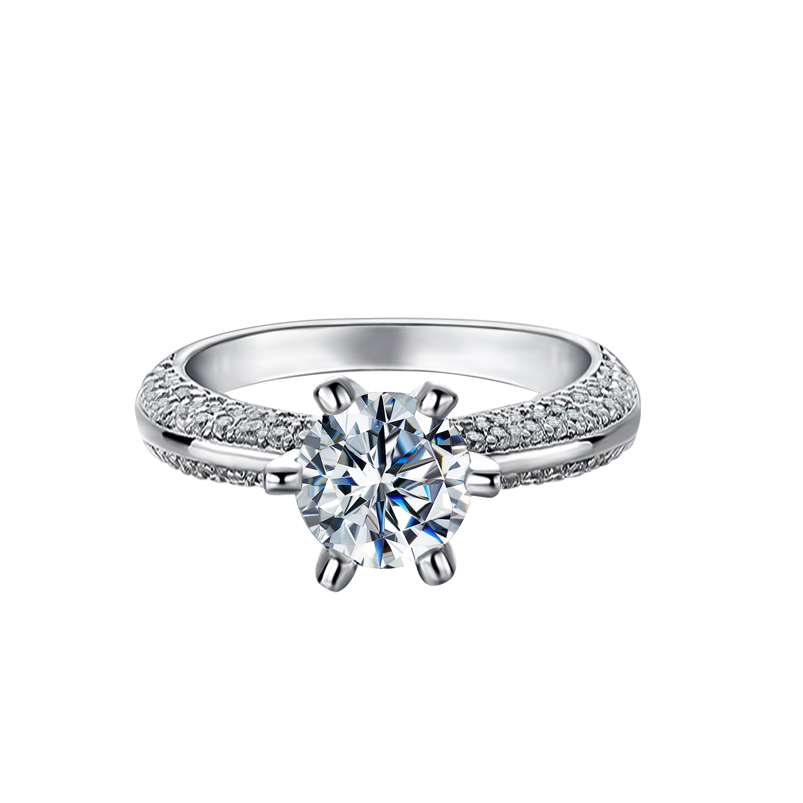 Unique Side Stone Round Lab-Grown Diamond Engagement Ring