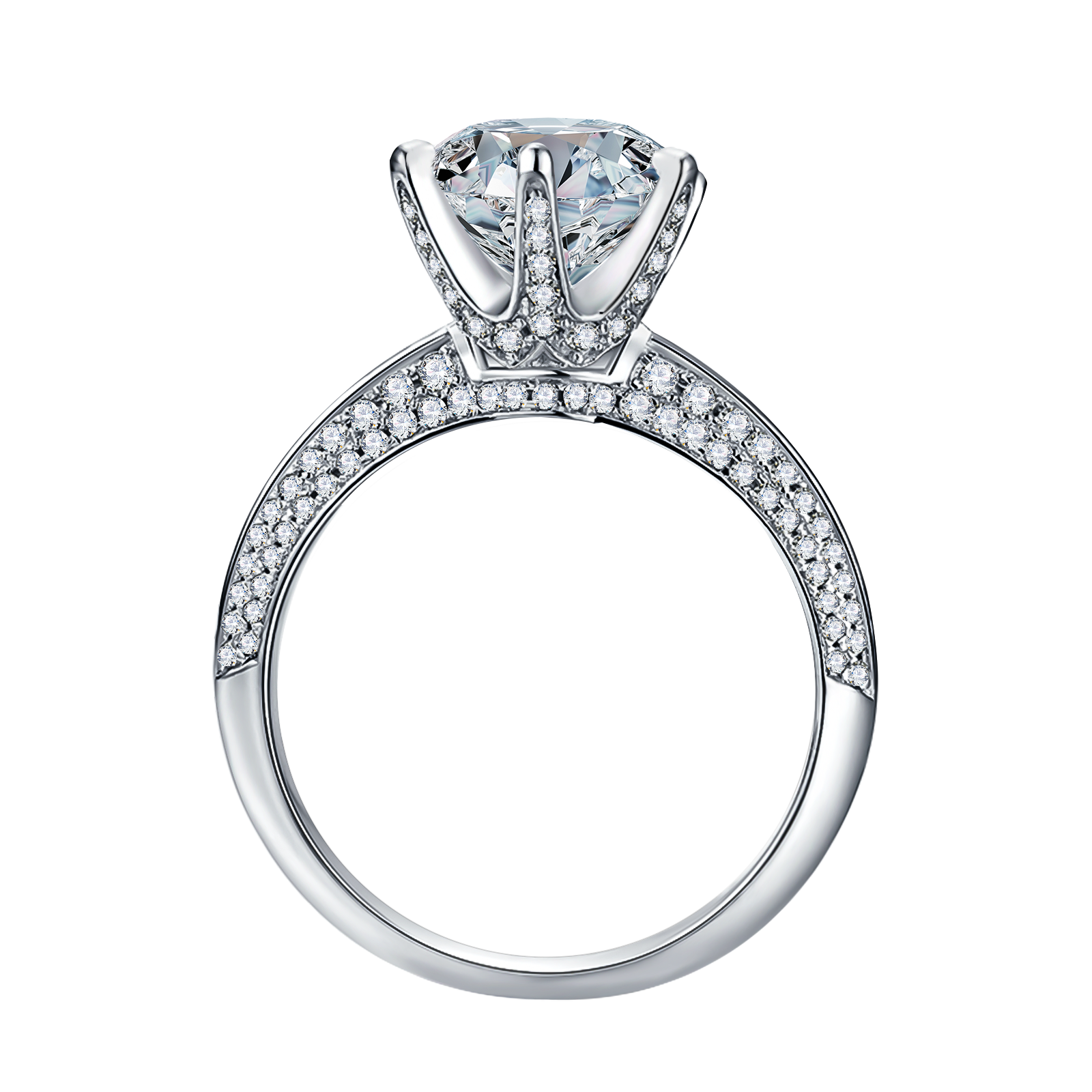 Unique Side Stone Round Lab-Grown Diamond Engagement Ring