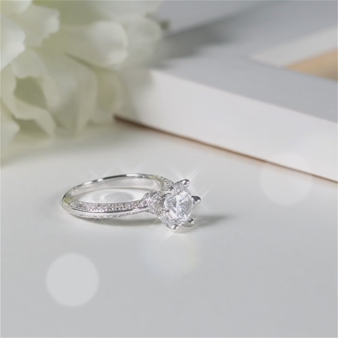 Unique Side Stone Round Lab-Grown Diamond Engagement Ring