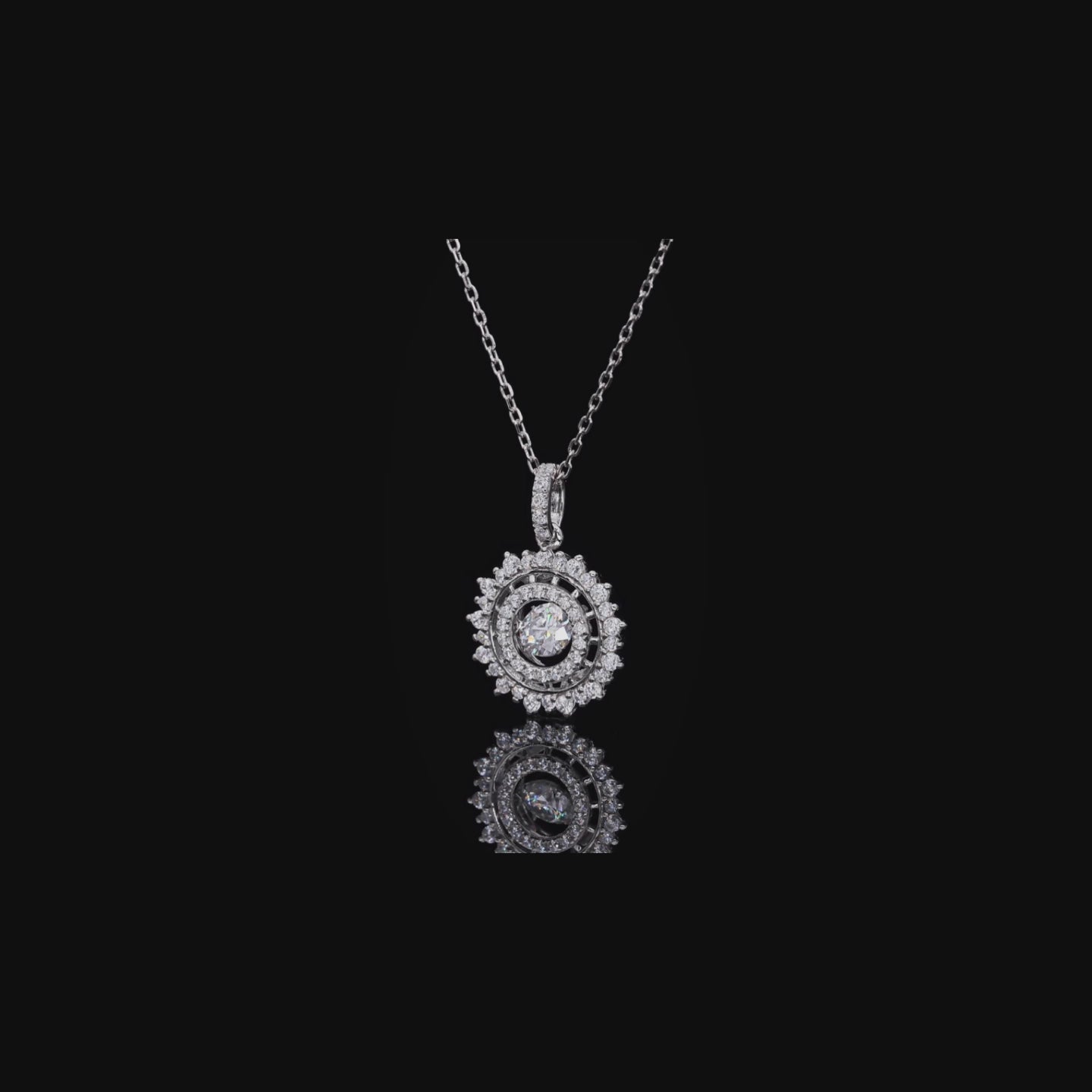 Round Lab Grown Diamond 14K Gold Halo Pendant Necklace