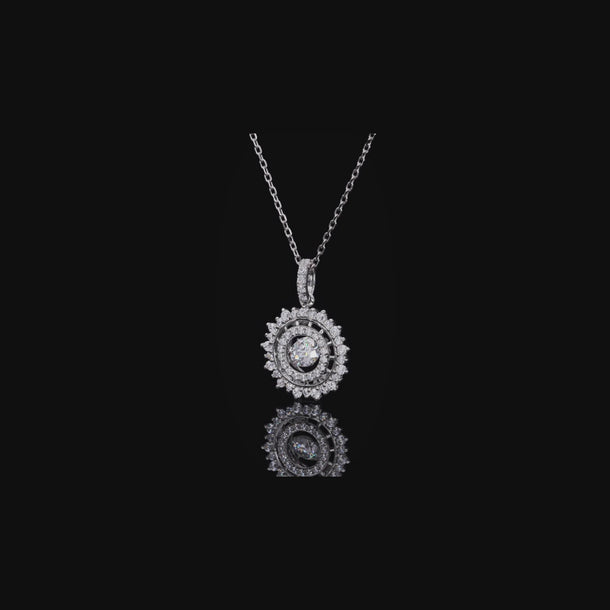 Round Lab Grown Diamond 14K Gold Halo Pendant Necklace