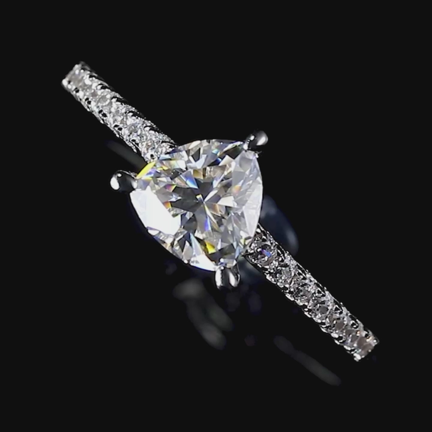 Triangle Lab Grown Diamond 14K Gold Side Stone Engagement Ring